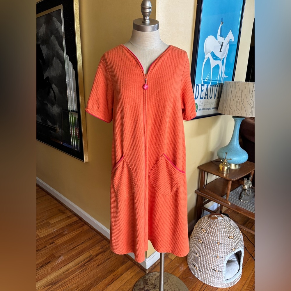 vintage stan herman orange robe or swimsuit cover